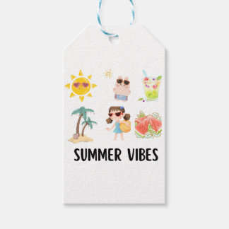 Étiquettes-cadeau chemise de vibes d'été mignon pour les enfants.