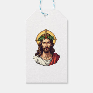 Étiquettes-cadeau Chemise Jésus Couronne Laurier Gravure Vintage 2