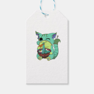 Étiquettes-cadeau Chemise Pastel Goth Créatif Anime Ramen Chat Hallo