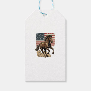 Étiquettes-cadeau Chemise vintage cheval au galop drapeau américain 