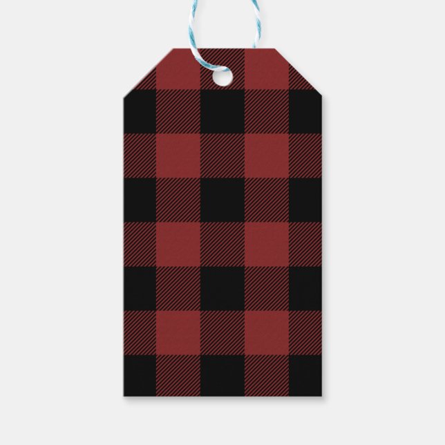 Étiquettes-cadeau Chèque de Buffle Noir Rouge (Devant)