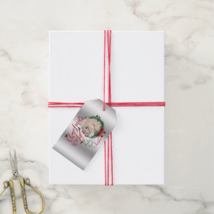 Étiquettes-cadeau CHÈQUE  voeux de Noël Bébé Chèvre Baisers Ang