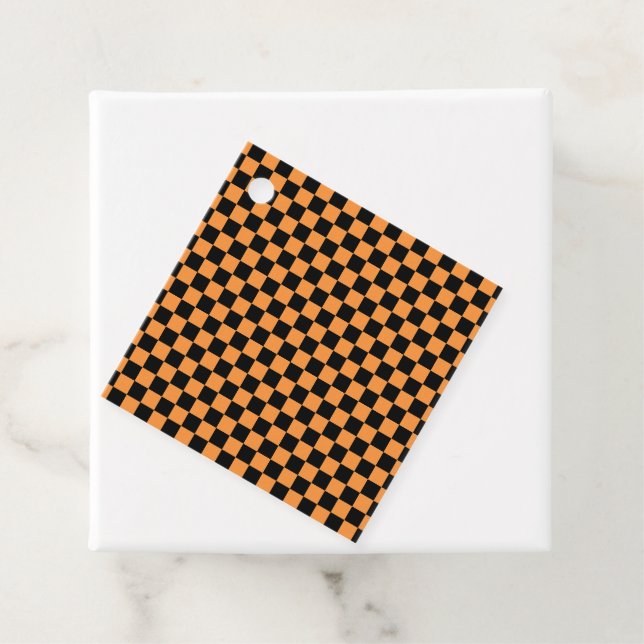 Étiquettes Cadeau Chèques noirs orange (En situation)