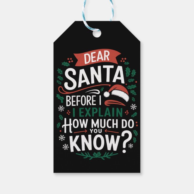 Étiquettes-cadeau Cher Père Noël Avant D'Expliquer Combien Vous Save (Dos)