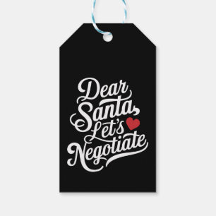 Étiquettes-cadeau Cher Père Noël, négocions. Cadeau de Noël drôle