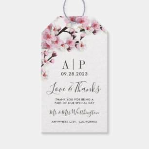 Étiquettes-cadeau Cherry Blossom rose Blanc Mariage Favor Tags