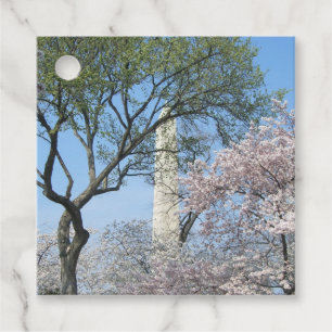 Étiquettes Cadeau Cherry Blossoms et le monument de Washington à DC