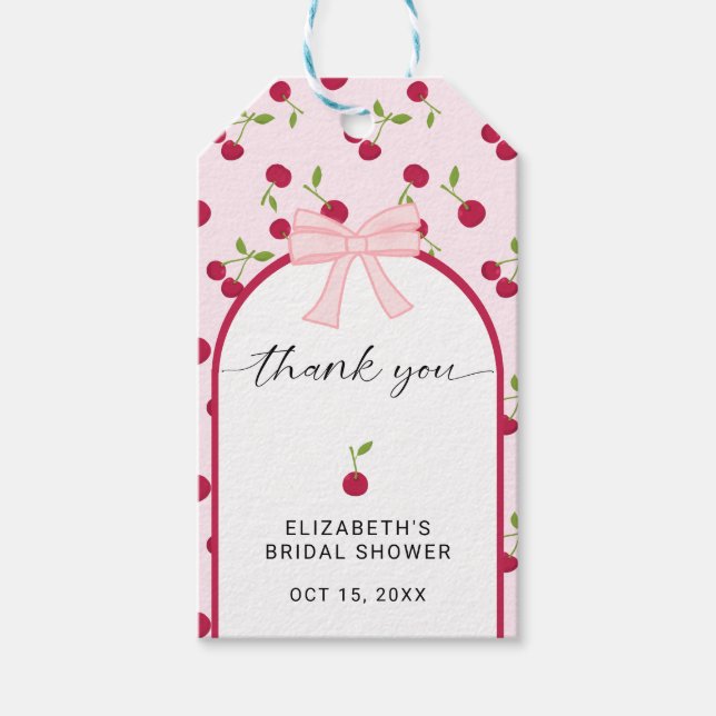 Étiquettes-cadeau Cherry On Top Bridal Shower Coquette Pink Cute (Devant)