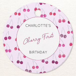 Étiquettes Cadeau Cherry Premier Anniversaire Cerises personnalisées