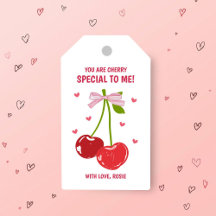 Cherry Special Valentine Gift Tag with Hearts