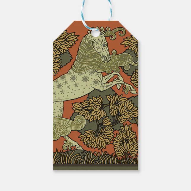 Étiquettes-cadeau Cheval Arts et métiers Art nouveau médiéval  (Devant)
