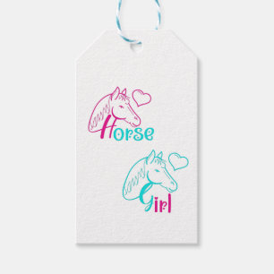 Étiquettes-cadeau Cheval Girl en rose et turquoise