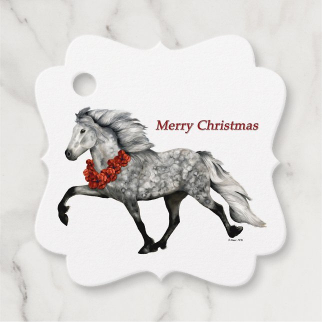 Étiquettes Cadeau Cheval Islandais Noël (Devant)