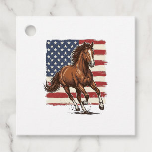 Étiquettes Cadeau Cheval Patriotique Vintage Création Vectorielle We