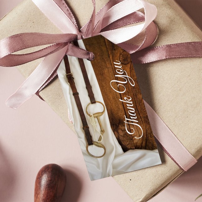 Étiquettes-cadeau Cheval Satin Blanc Bit Western Wedding Favoriser T (Créateur téléchargé)