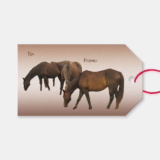 Étiquettes-cadeau Chevaux de pâturage Pack d'étiquettes cadeaux (Devant (Horizontal))