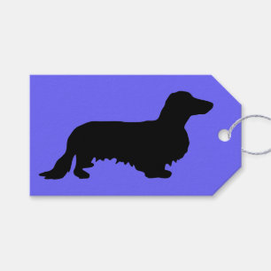 Étiquettes-cadeau Cheveux longs Dachshund - Silhouette 1