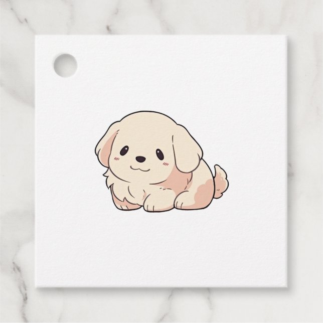 Étiquettes Cadeau Chibi Golden Retriever (Devant)