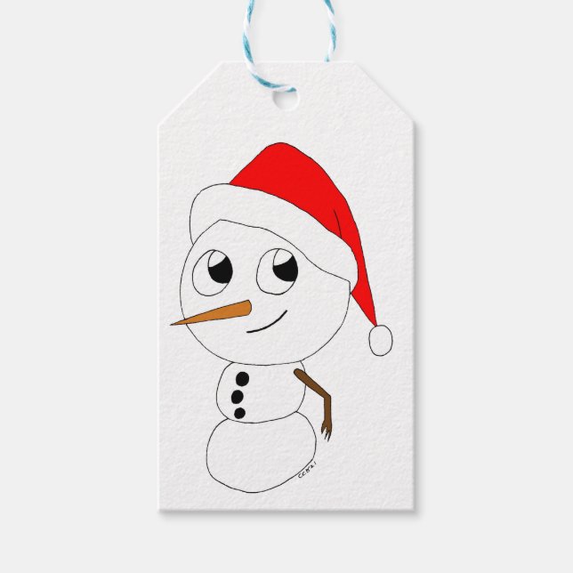 Étiquettes-cadeau chibi snowman (Devant)