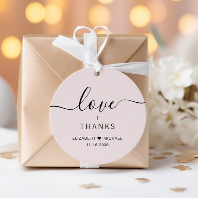 Étiquettes Cadeau Chic Amour Et Merci Mariage Rose (Créateur téléchargé)