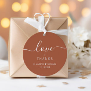 Étiquettes Cadeau Chic Amour Et Remerciements Mariage Terracotta