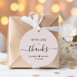 Étiquettes Cadeau Chic avec amour Mariage rose Merci
