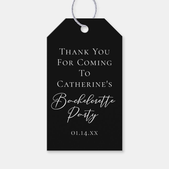 Étiquettes-cadeau Chic Black White Bachelorette Party Personalized (Devant)