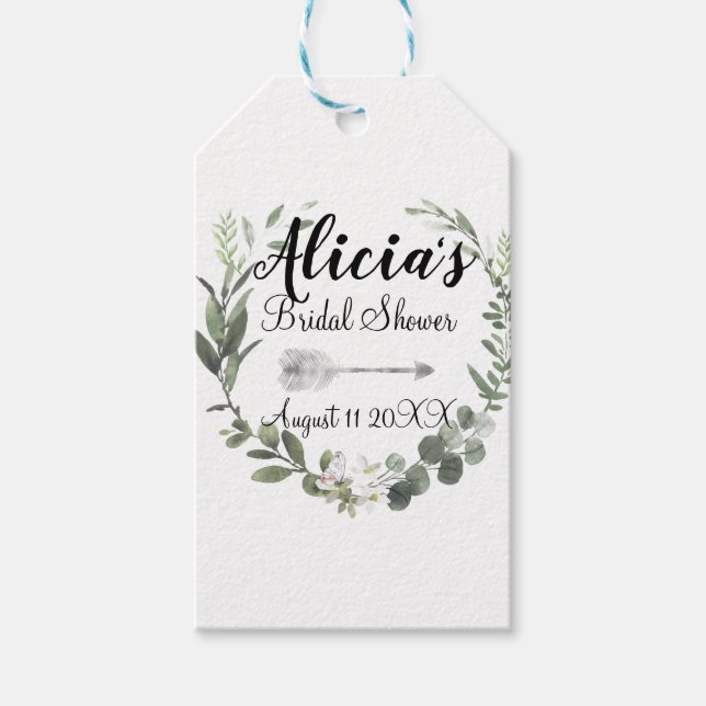 Étiquettes-cadeau Chic Boho Feuillage Enterrement de Vie de Jeune Fi (Devant)