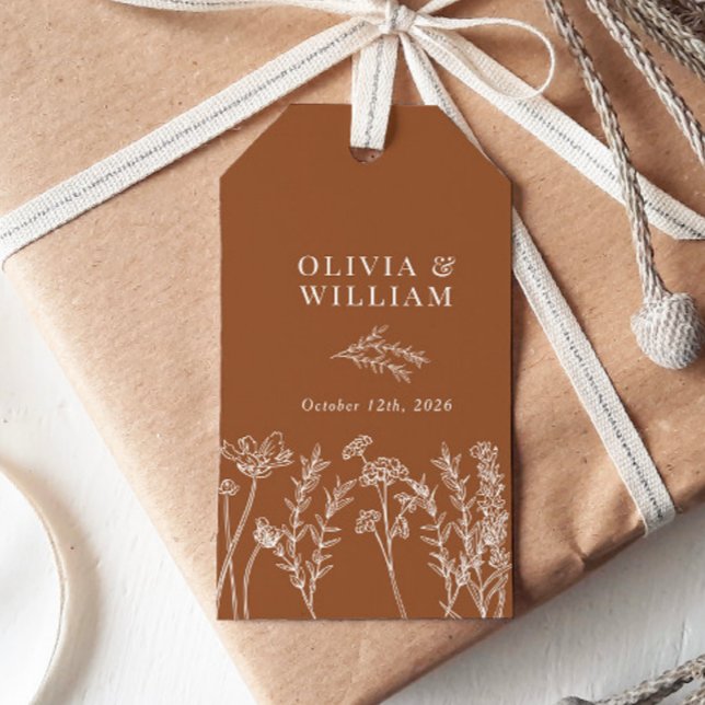Étiquettes-cadeau Chic Boho Fleur sauvage Terracotta Wedding Favor T (Créateur téléchargé)