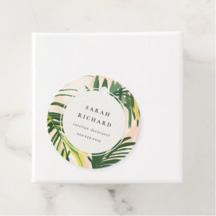 Étiquettes Cadeau Chic Boho Rouge Vert Feuilles de Palmier Tropical 