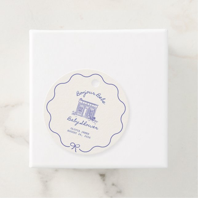 Étiquettes Cadeau Chic Bonjour bébé shower bébé (En situation)