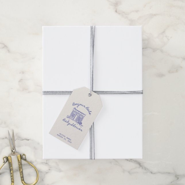 Étiquettes-cadeau Chic Bonjour bébé shower de bébé (Avec de la ficelle)