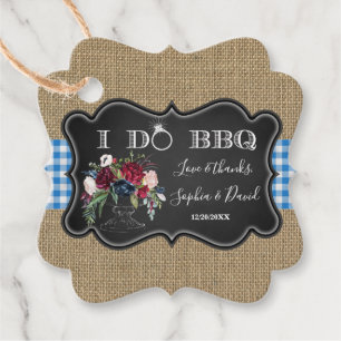 Étiquettes Cadeau Chic Burlap En vichy et Chalk I DO BBQ