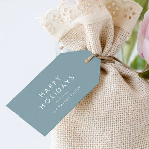 Étiquettes-cadeau Chic   Dusty Bleu Joyeux Joyeux Fêtes de famille N
