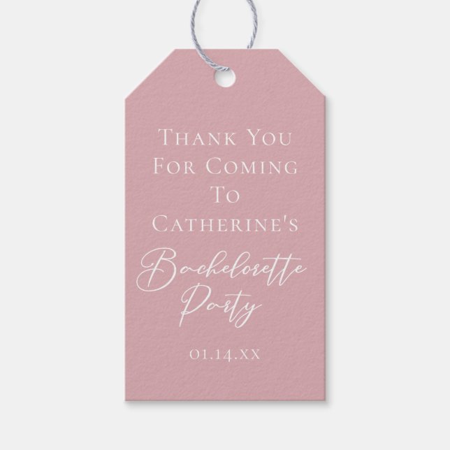 Étiquettes-cadeau Chic Dusty Rose Pink Bachelorette Party Custom (Devant)