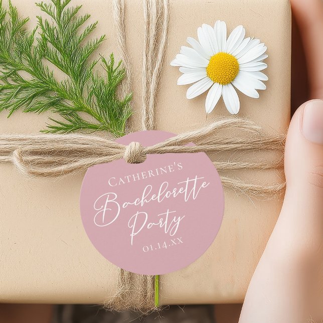 Étiquettes Cadeau Chic Dusty Rose Pink Custom Bachelorette Party (Créateur téléchargé)