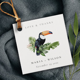 Étiquettes Cadeau Chic Elegant Tropical Rainforest Toucan Mariage