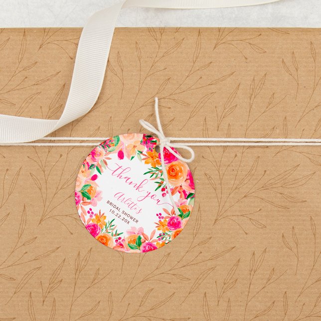 Étiquettes Cadeau Chic et audacieux floral à l'aquarelle pour la dou (Chic Bold fall floral watercolor bridal shower Favor Tags)