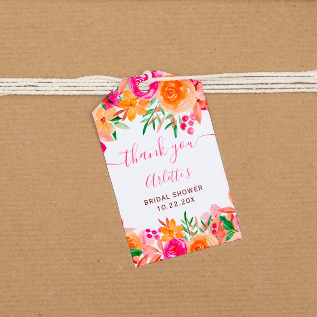 Étiquettes-cadeau Chic et audacieux floral à l'aquarelle pour une do (Chic Bold fall floral watercolor bridal shower Gift Tags)