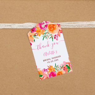 Étiquettes-cadeau Chic et audacieux floral aquarelle enterrement de