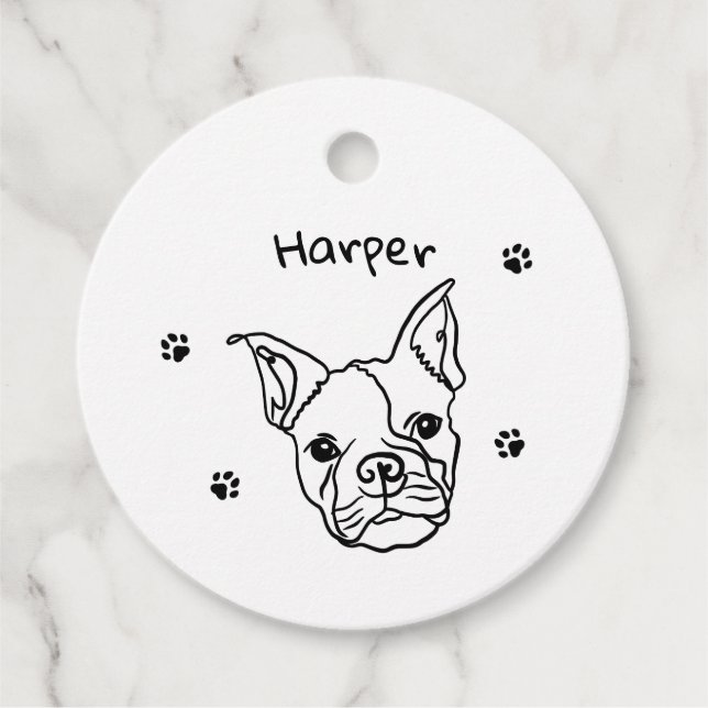 Étiquettes Cadeau Chic French Bulldog Line Art : Modifier votre text (Devant)