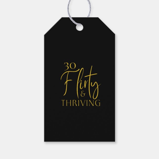 Étiquettes-cadeau Chic Gold Script 30 Flirty prospère Anniversaire N (Devant)
