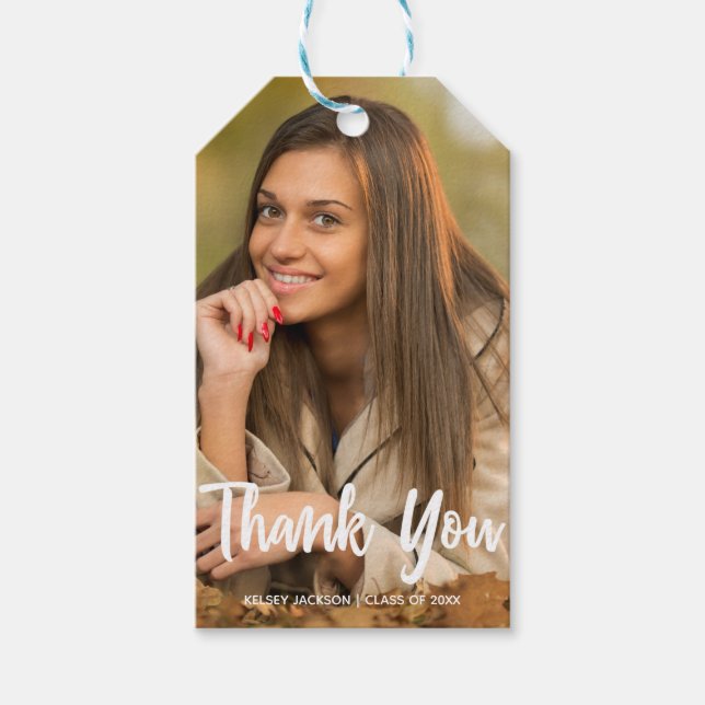 Étiquettes-cadeau Chic Graduate Photo moderne Custom Graduate Party (Devant)