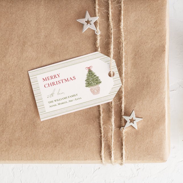 Étiquettes-cadeau Chic Grandmillennial Coquette Famille de Noël (Créateur téléchargé)