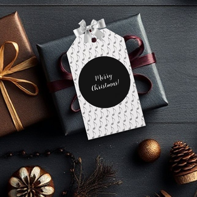 Étiquettes-cadeau Chic Houndstooth Notes musicales Joyeux Noël (Créateur téléchargé)
