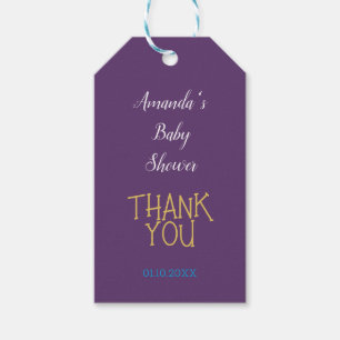 Étiquettes-cadeau Chic Indigo Couleur Or Minimaliste Baby Shower