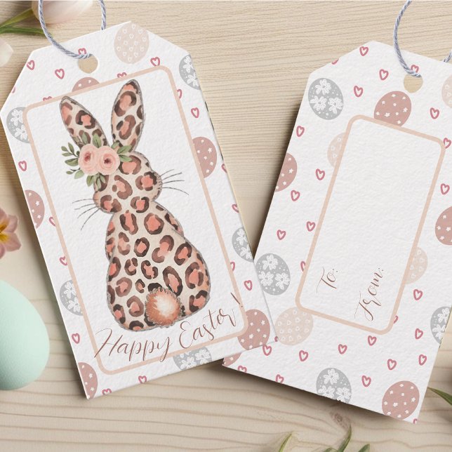 Étiquettes-cadeau Chic Leopard Bunny Pâques (Chic Leopard Bunny Easter Gift Tags)
