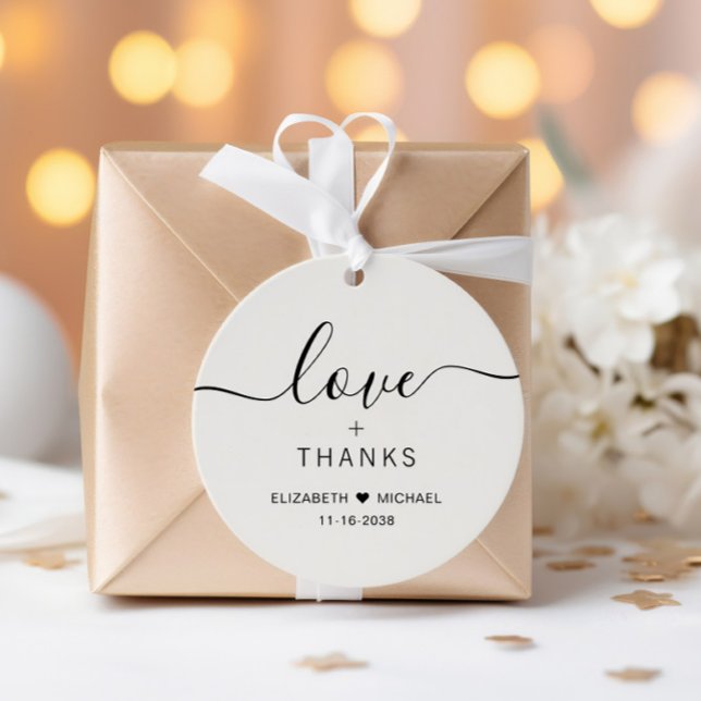 Étiquettes Cadeau Chic Love Et Merci Cream Mariage (Créateur téléchargé)