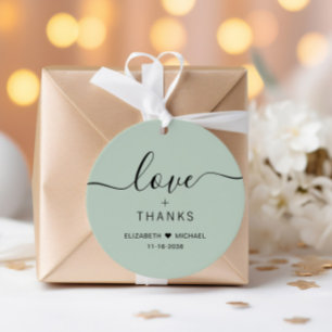 Étiquettes Cadeau Chic Love Et Merci Sage Green Mariage