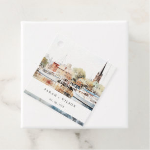 Étiquettes Cadeau Chic Mariage d'aquarelle Annapolis Maryland